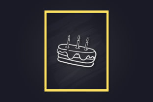 Birthday Cake Line Art Poster for Graphics and Illustrations