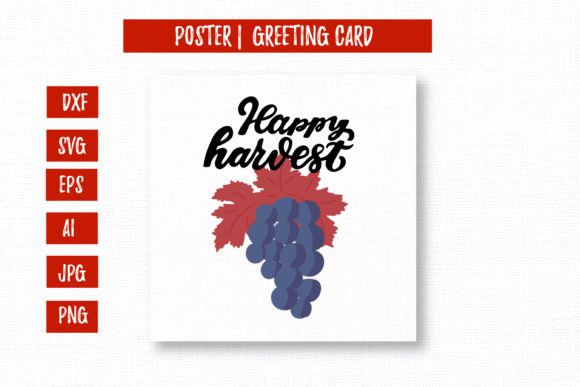 Happy Harvest Lettering with Grape Graphics for Digital Sellers
