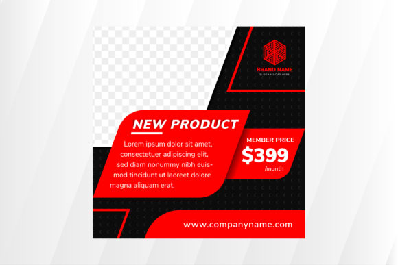 Red Black Square Banner Product for Graphic Templates
